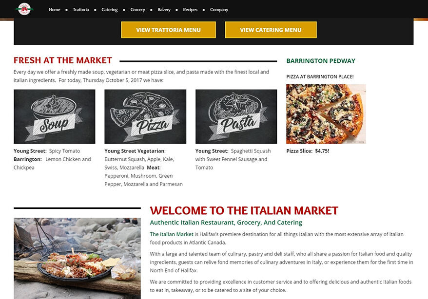 Home Page of the Italian Market Website